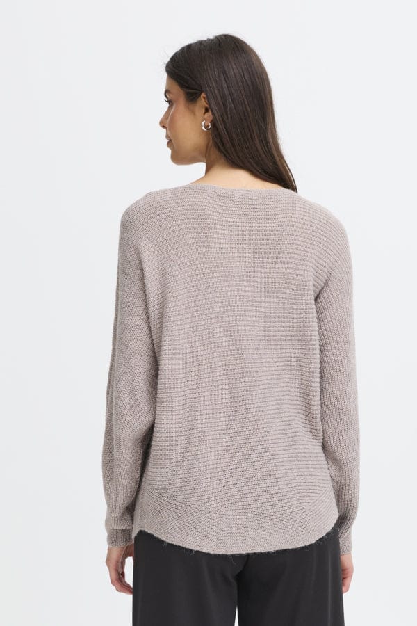Fransa Batwing Ribbed Jumper Taupe
