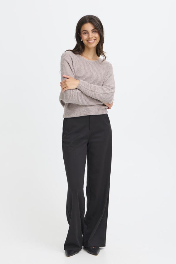 Fransa Batwing Ribbed Jumper Taupe