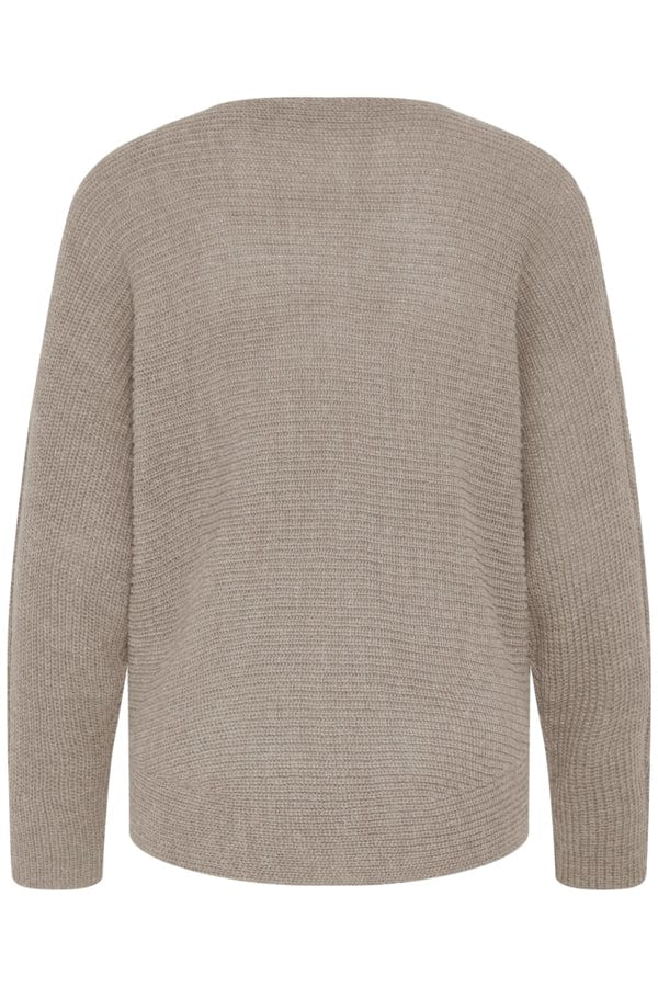 Fransa Batwing Ribbed Jumper Taupe
