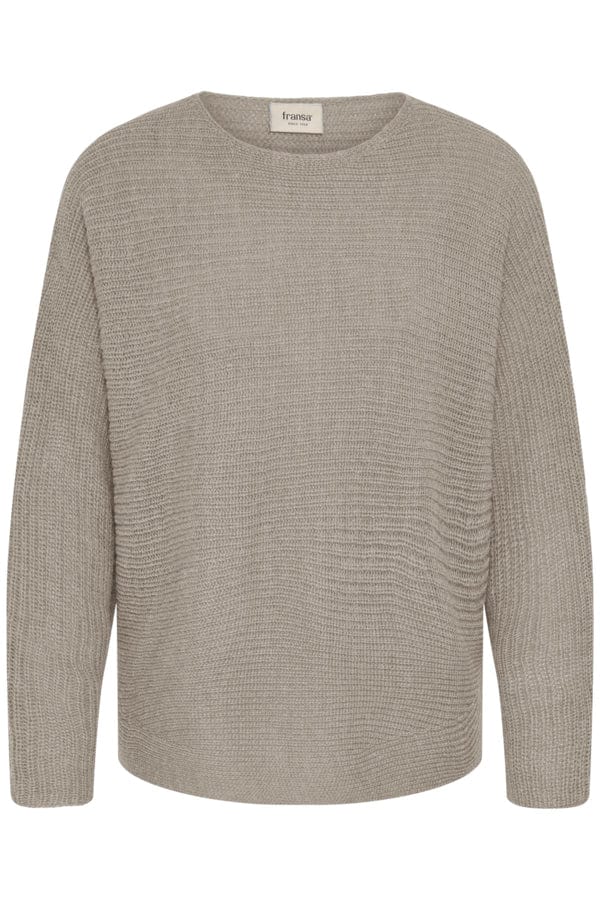 Fransa Batwing Ribbed Jumper Taupe