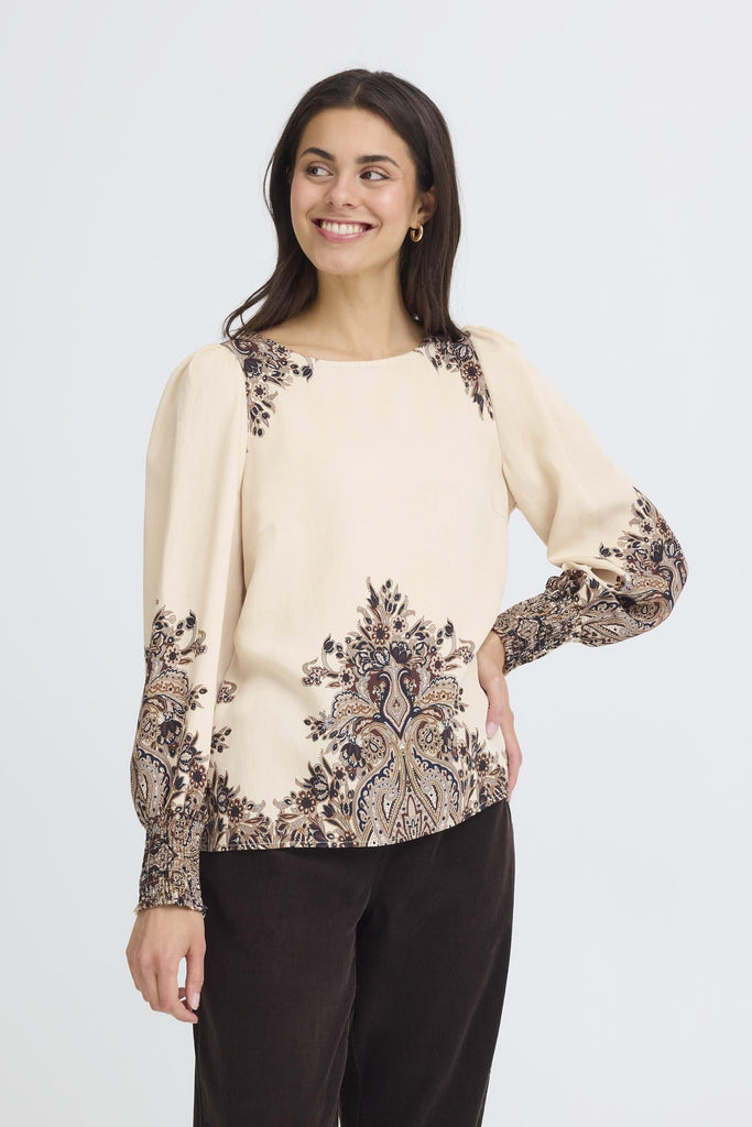 Fransa Blouse Ivory Multi