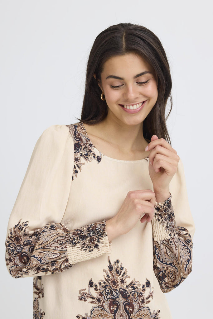 Fransa Blouse Ivory Multi