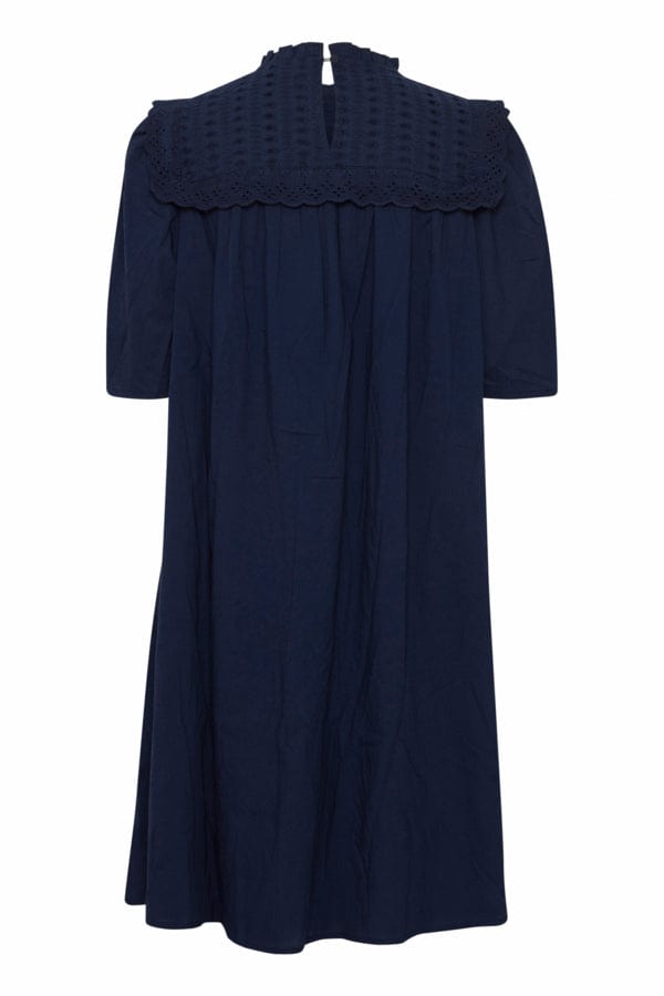 Fransa Broderie Dress Navy Blue