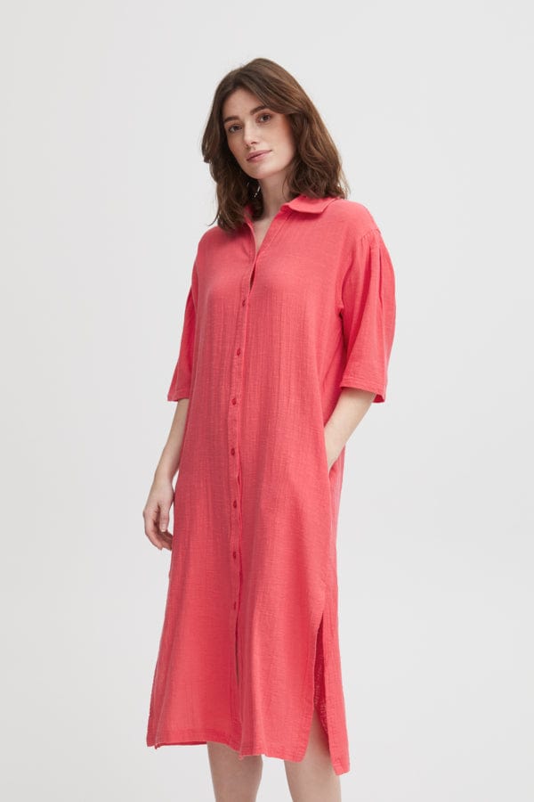 Fransa Cotton Blend Dress Geranium