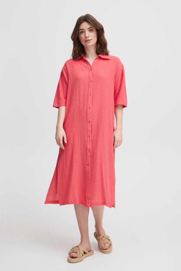 Fransa Cotton Blend Dress Geranium