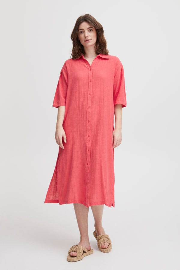 Fransa Cotton Blend Dress Geranium