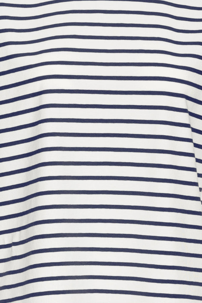 Fransa Cotton Boxy Stripe Top Navy White