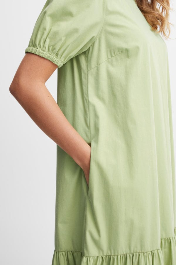 Fransa Cotton Tiered Dress Mint Green