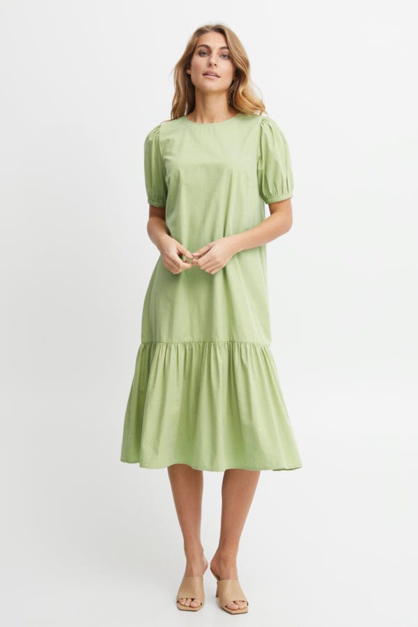 Fransa Cotton Tiered Dress Mint Green