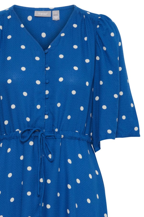 Fransa Dotty Dress Blue White