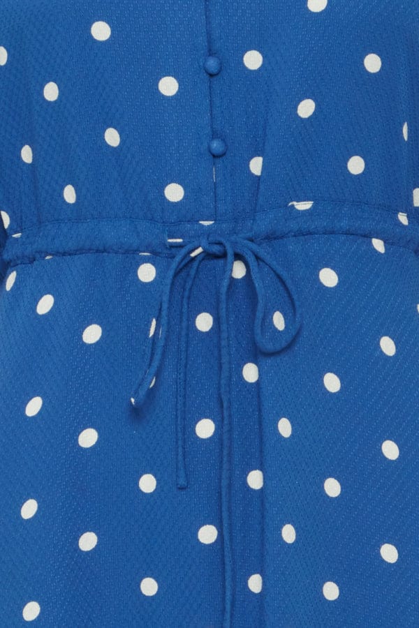 Fransa Dotty Dress Blue White