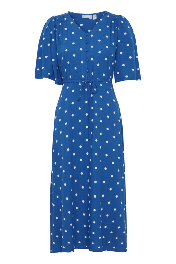 Fransa Dotty Dress Blue White