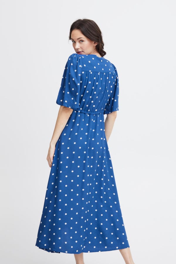 Fransa Dotty Dress Blue White