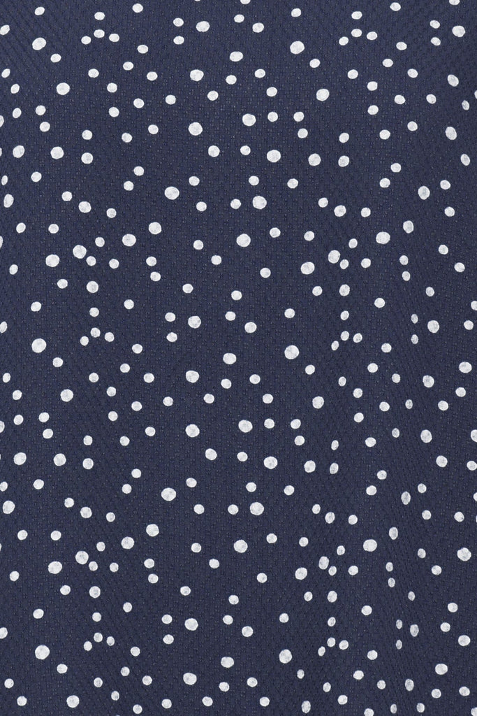 Fransa Dotty Fluted Sleeve Top Navy White