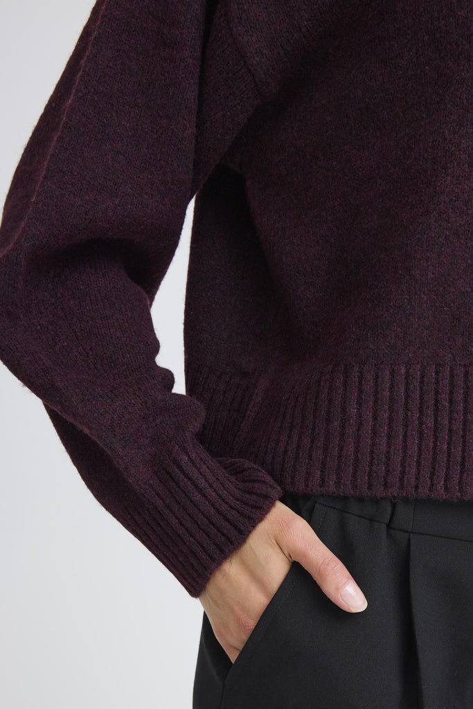 Fransa High Neck Boxy Jumper Plum