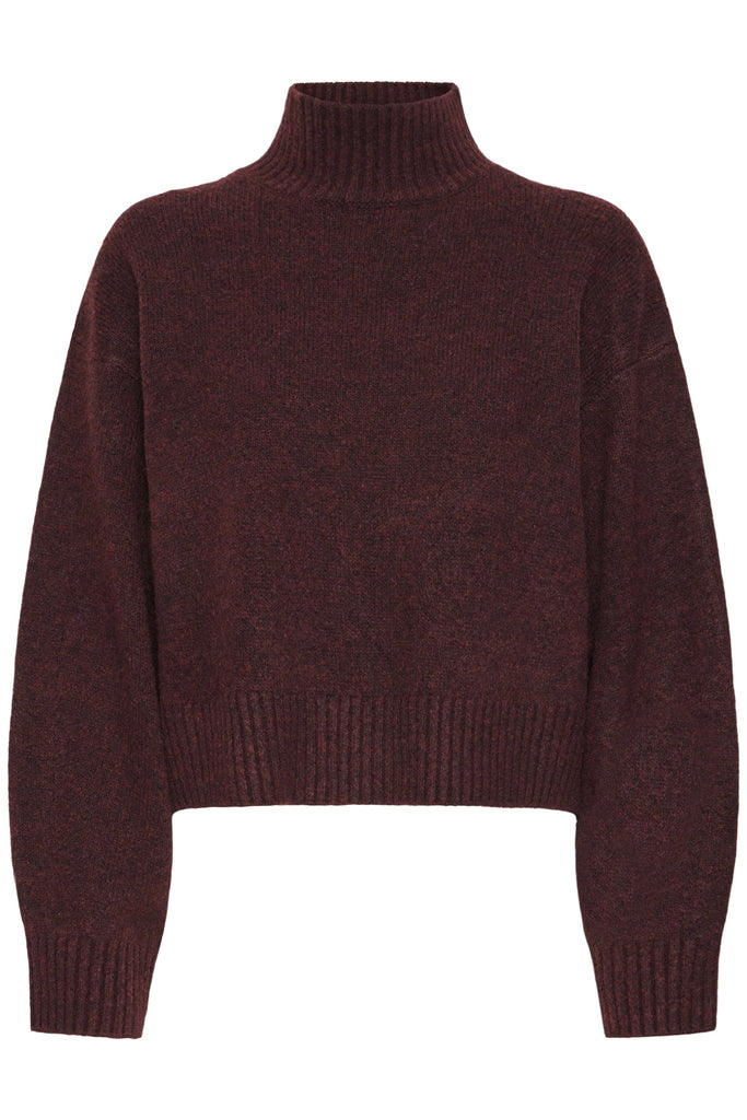 Fransa High Neck Boxy Jumper Plum
