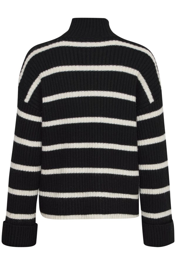 Fransa High Neck Jumper Black Ivory