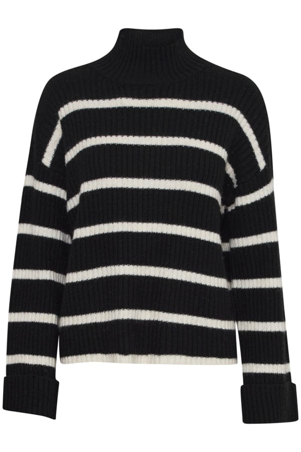 Fransa High Neck Jumper Black Ivory
