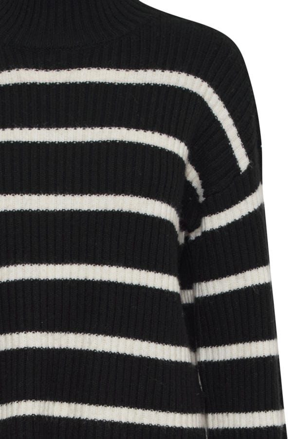 Fransa High Neck Jumper Black Ivory
