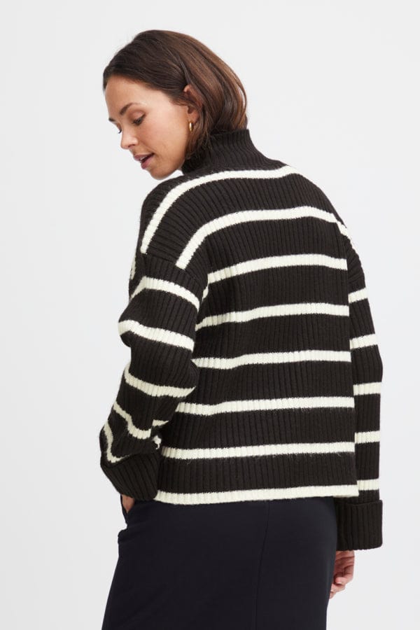 Fransa High Neck Jumper Black Ivory