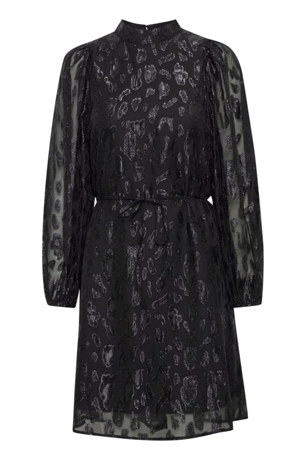 Fransa Leopard Print Dress Black