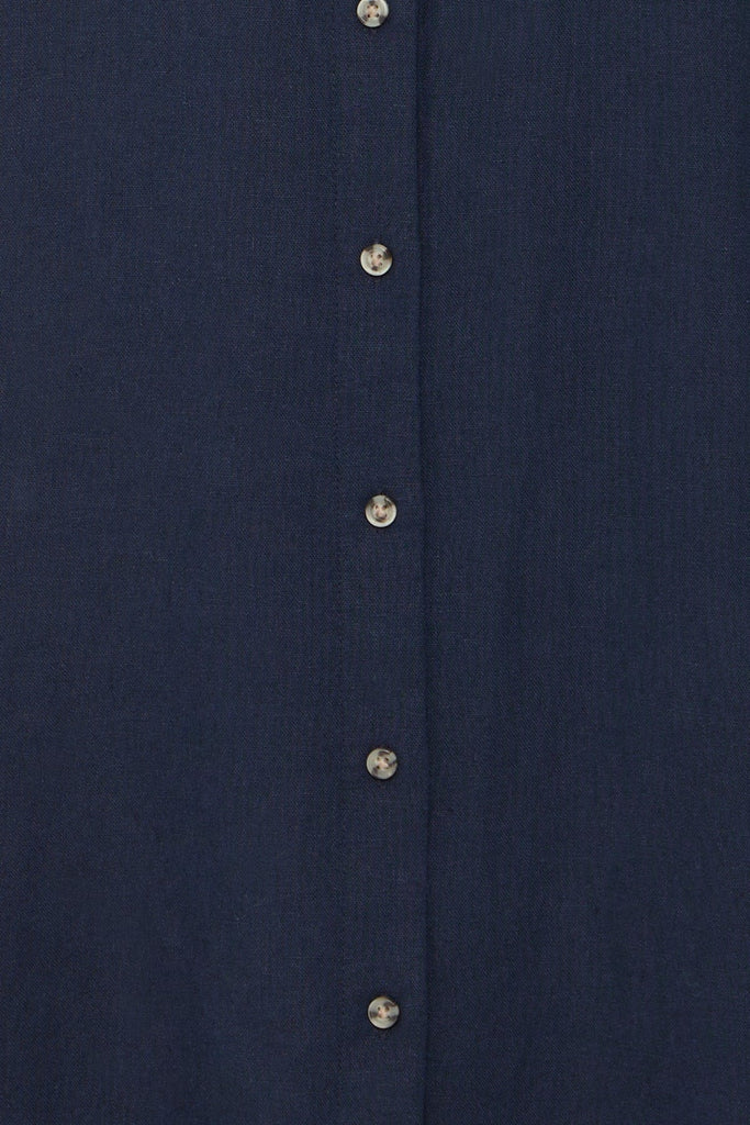 Fransa Linen Shirt Dress Navy