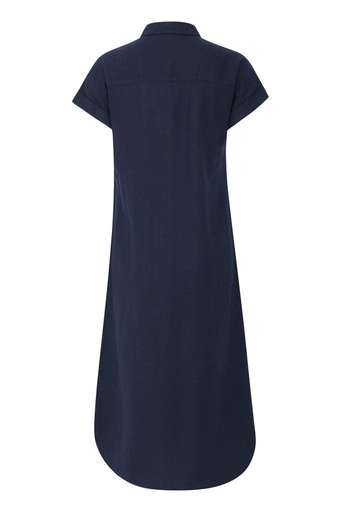 Fransa Linen Shirt Dress Navy