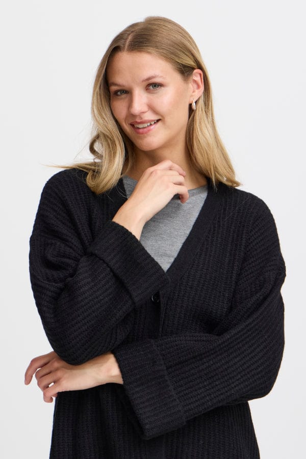 Fransa Long Cardigan Black