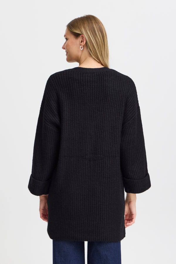 Fransa Long Cardigan Black