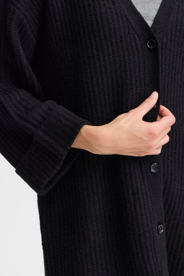 Fransa Long Cardigan Black