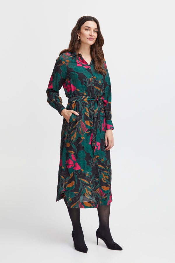 Fransa Midi Shirt Dress Multi