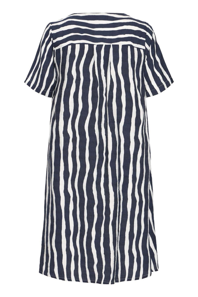 Fransa Relaxed Stripe Dress Navy White