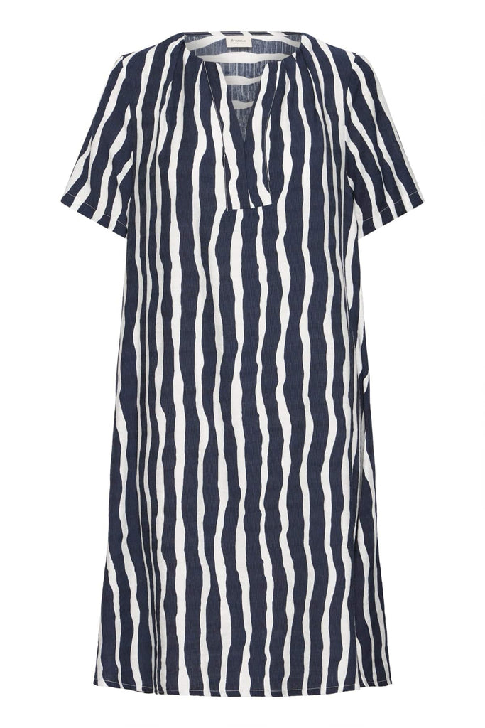 Fransa Relaxed Stripe Dress Navy White