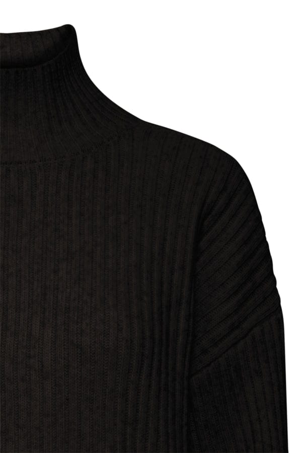 Fransa Ribbed Short Jumper Black