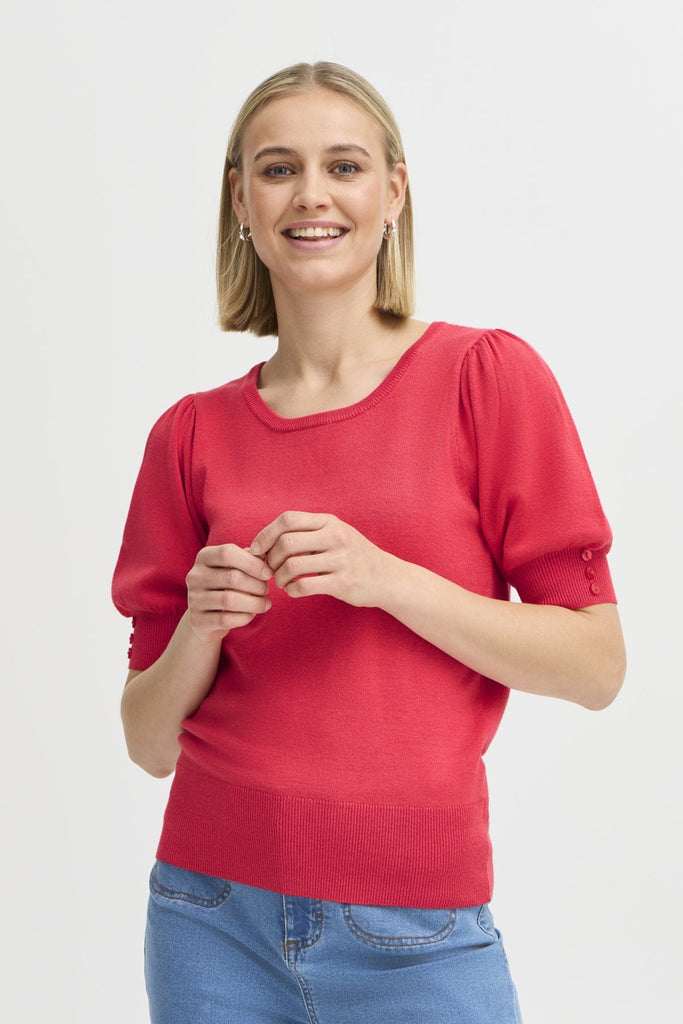 Fransa Short Sleeved Top Teaberry
