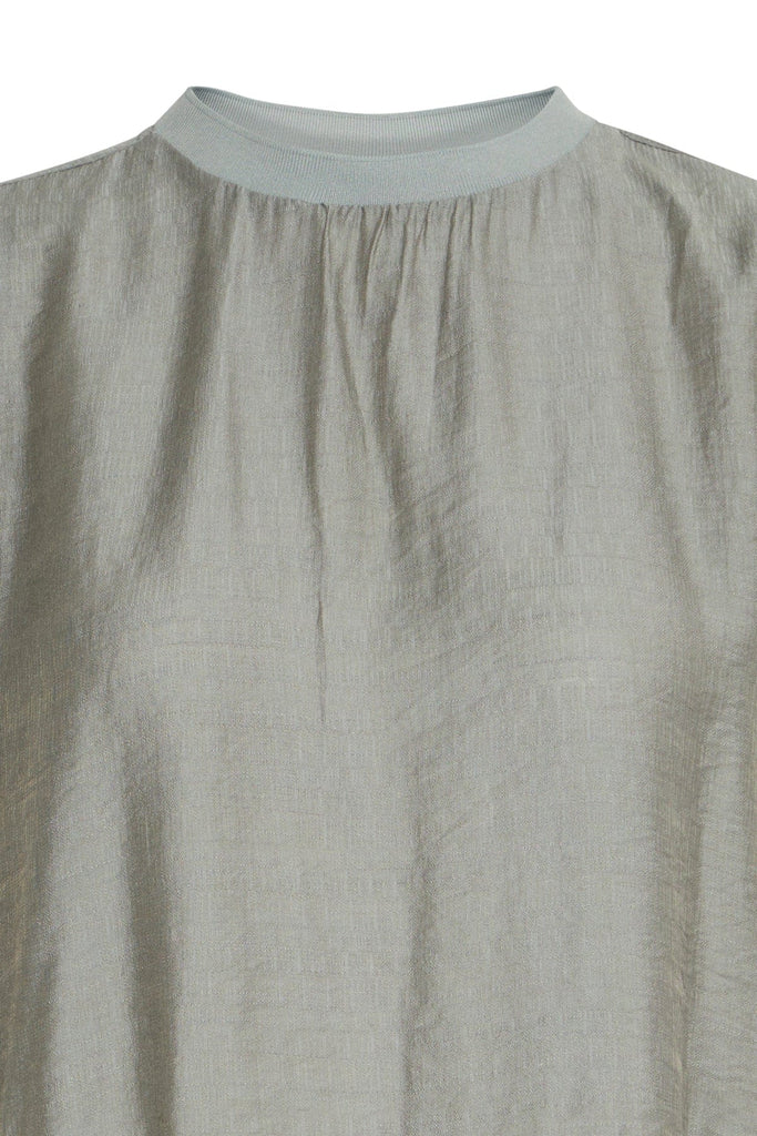 Fransa Silky Boxy Top Khaki Green