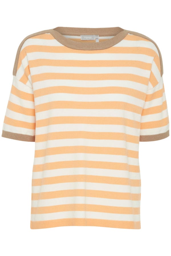 Fransa Stripe Light Jumper Apricot Ivory Tan