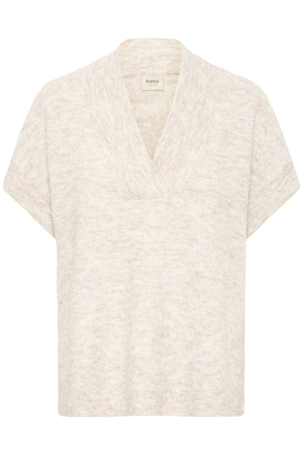 Fransa V Neck Jumper Beige Melange
