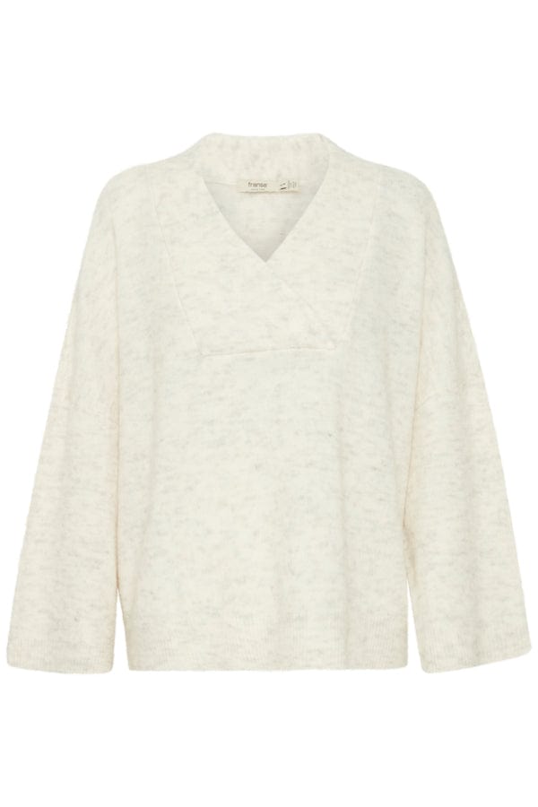 Fransa V Neck Slouchy Jumper Beige Melange