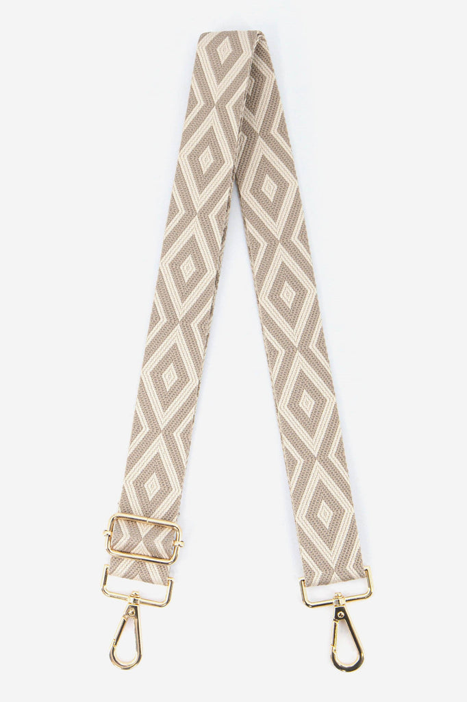 Geometric Ikat Print Bag Strap Sand Beige