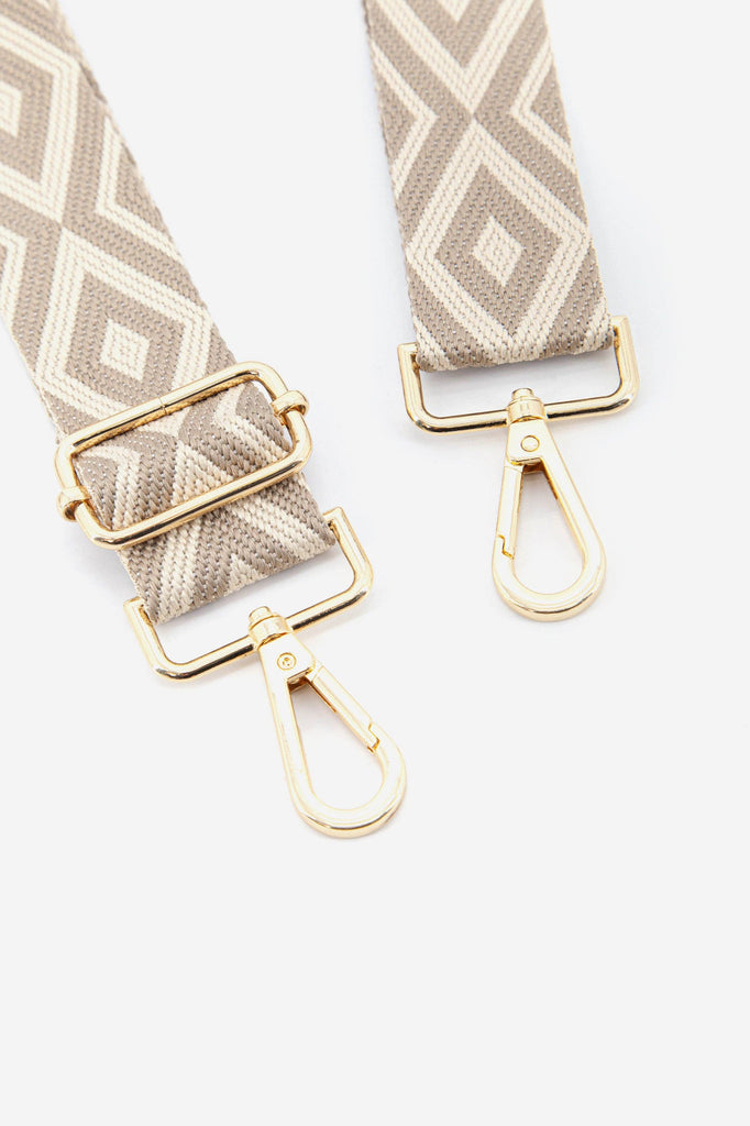 Geometric Ikat Print Bag Strap Sand Beige