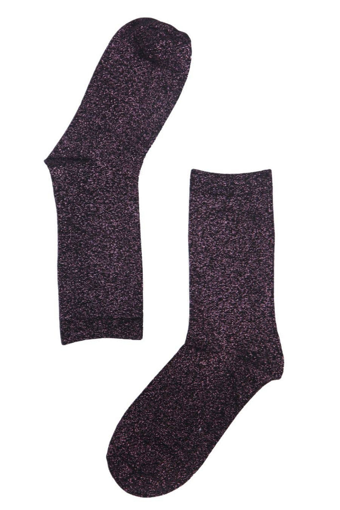 Glitter Ankle Socks Pink Black