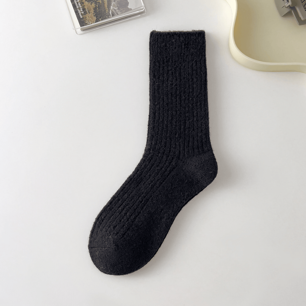 Happy Knits - Solid Cashmere Warm Socks & Striped Wool Socks for Winter No.1