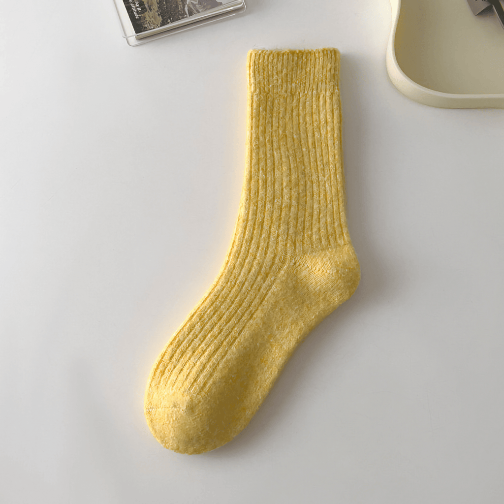 Happy Knits - Solid Cashmere Warm Socks & Striped Wool Socks for Winter No.7