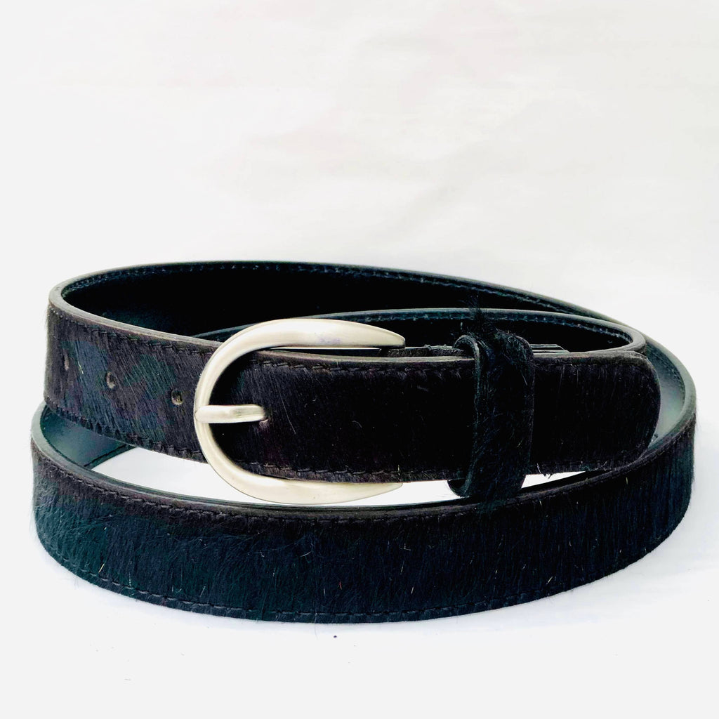 Hydestyle London - Black Hair-On-Hide Womens Leather Belt 85