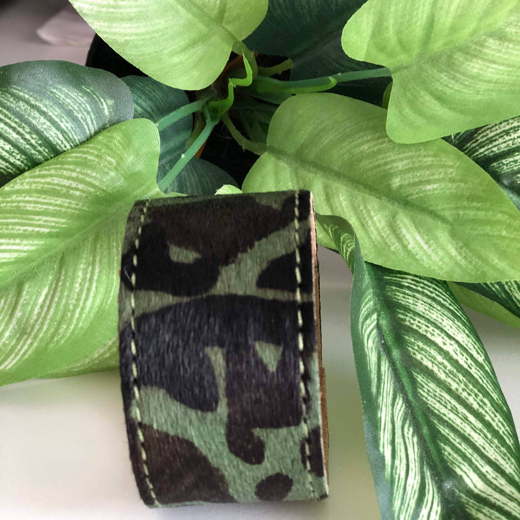 Hydestyle London - Leather Pony Hair Cuff/Bracelet - Green Camo