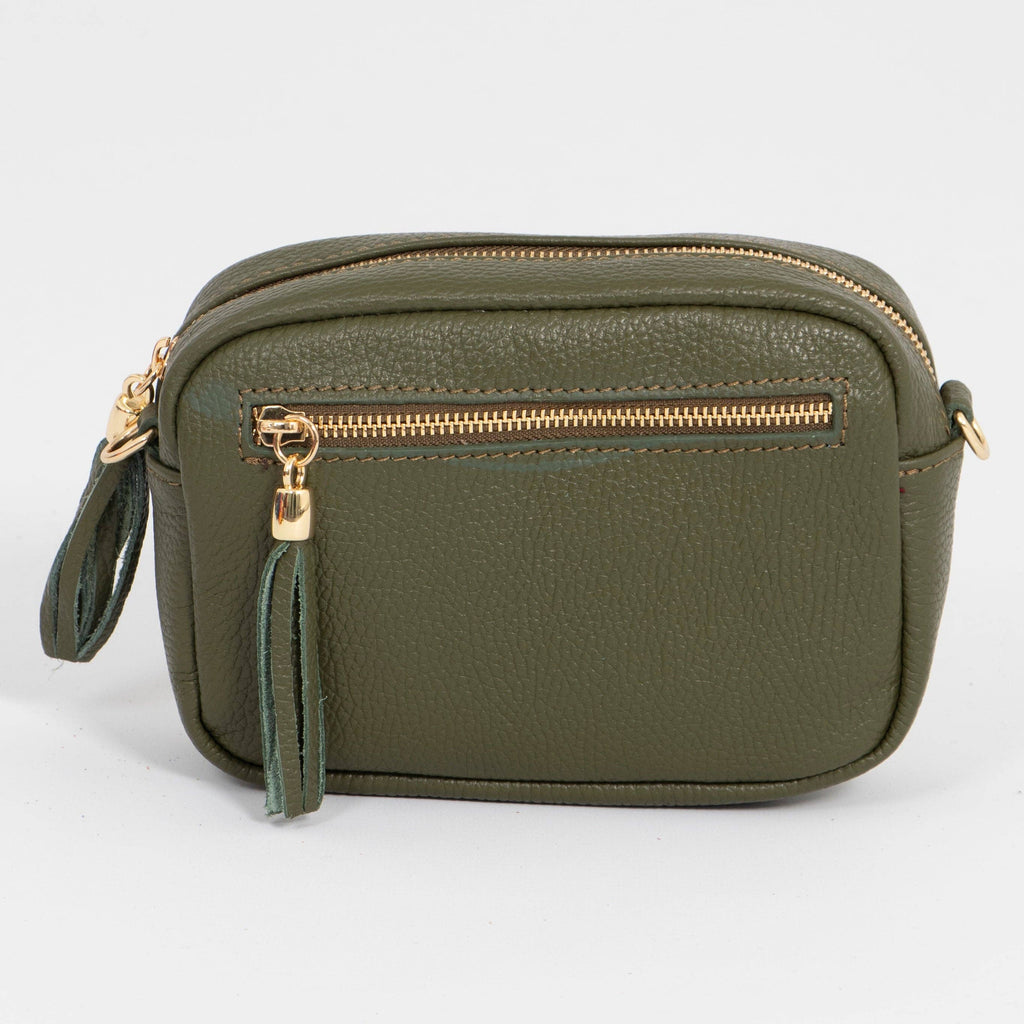 Italian Leather Cross Body Bag Various Colours Khaki Green