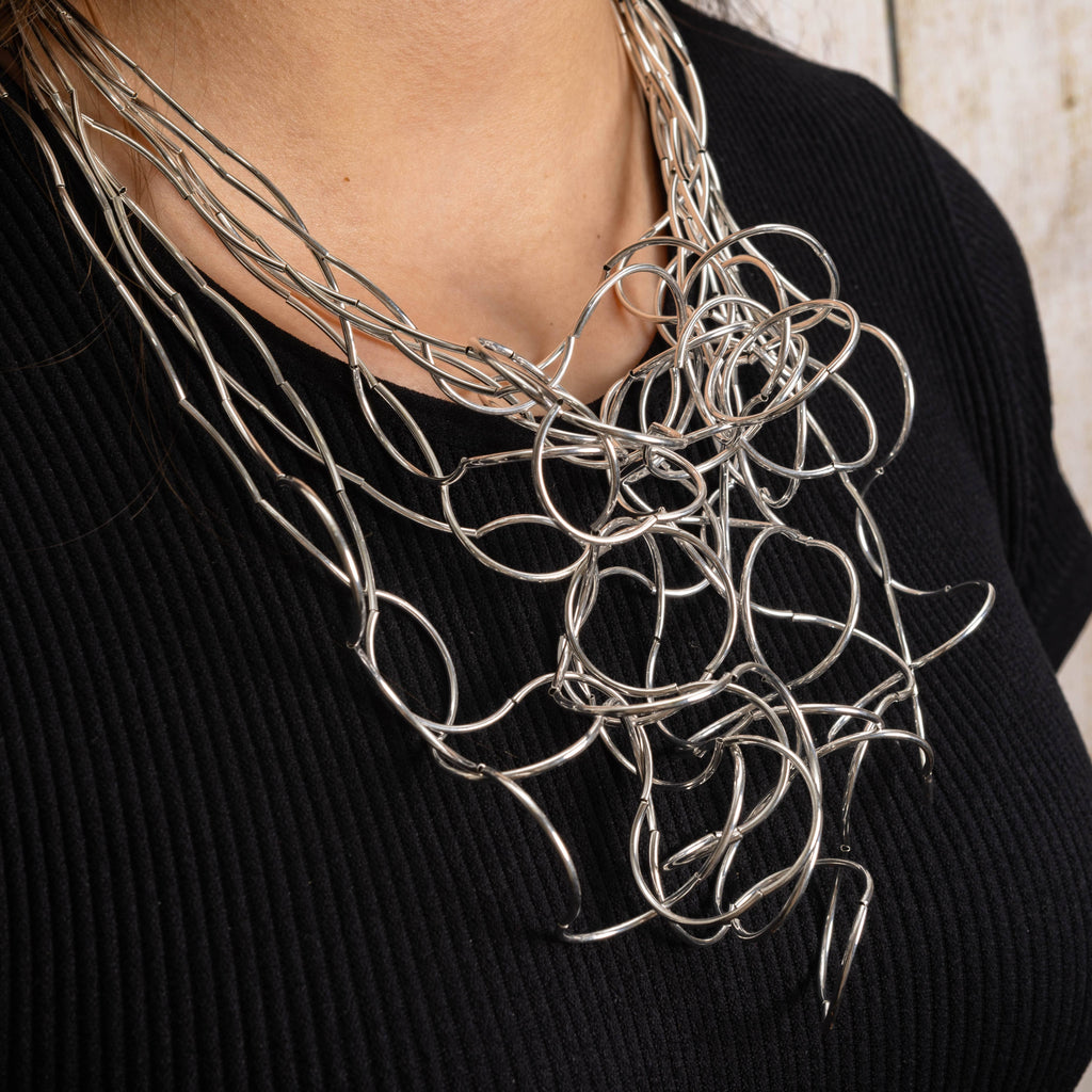 Jess & Lou - Stunning statement necklace, A true showstopper Short Silver