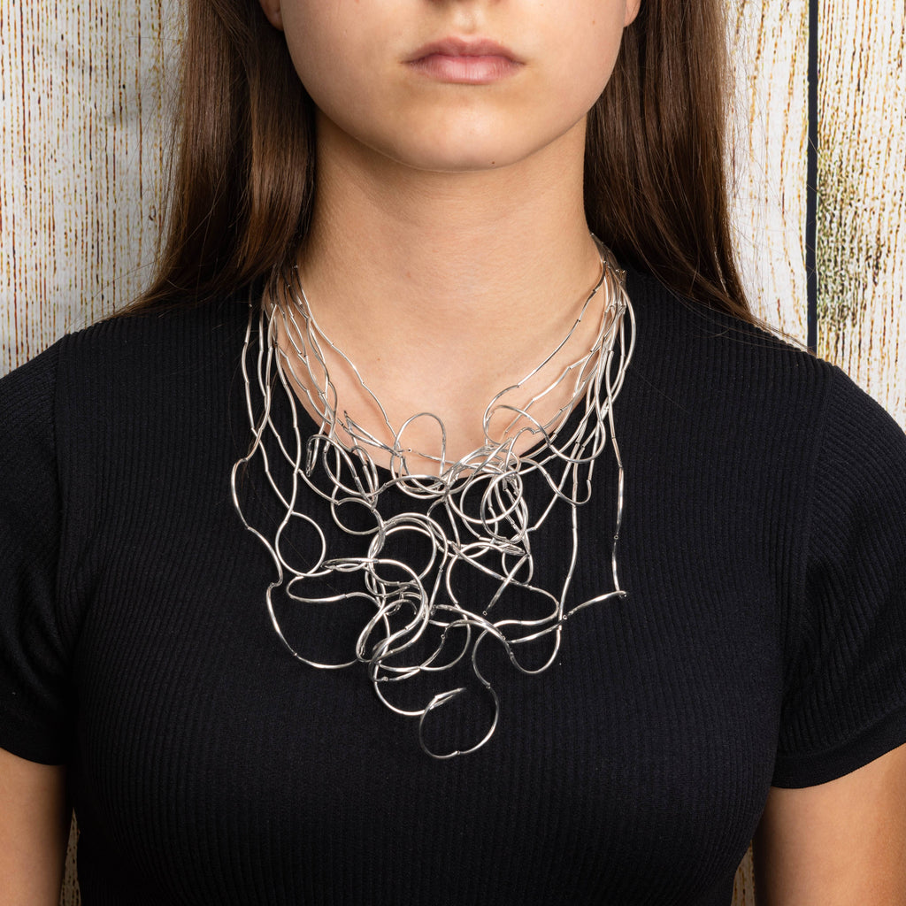 Jess & Lou - Stunning statement necklace, A true showstopper Short Silver