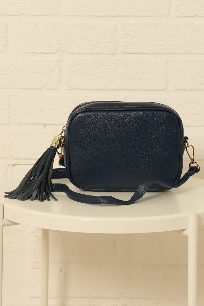 Leather Cross Body Bag Various Colours Navy Blue